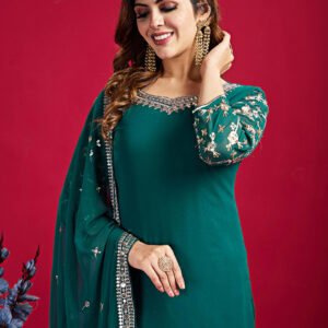 Designer Party Wear Look Top-Plazzo and Dupatta With Heavy Embroidery Work👗