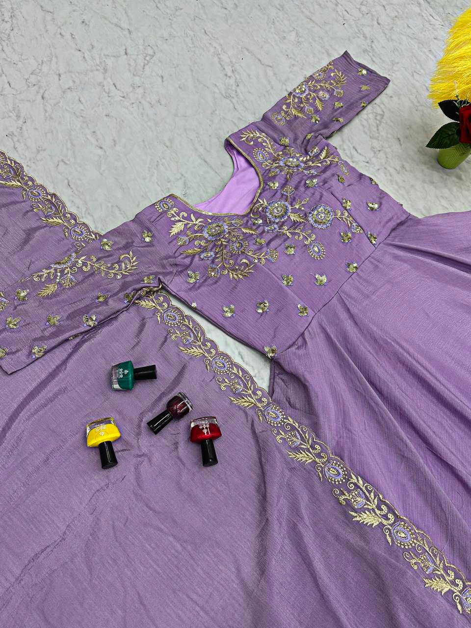 Launching Embroidered Gown with beautiful Colors - Image 4