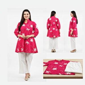 Pure cotton 60*60 top With bell bottom poplin pant