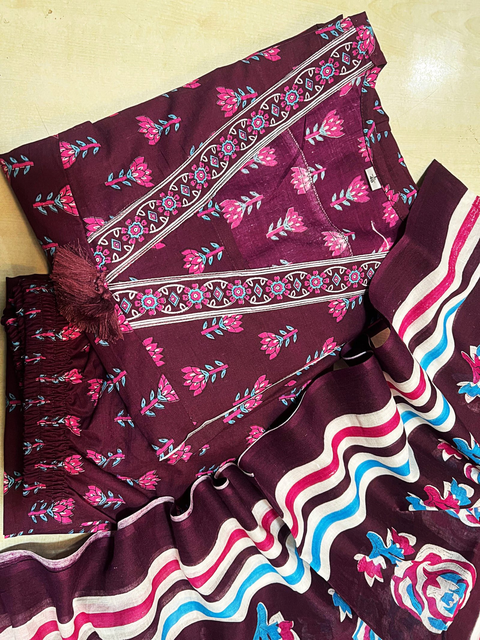 Premium Cotton Anarkali Angrakha Kurti Set with Malmal Dupatta - Image 11