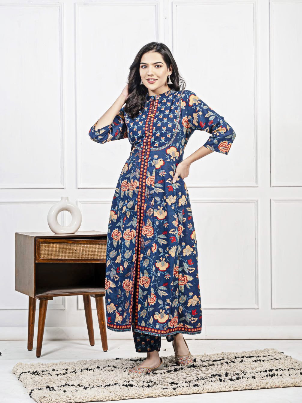 Pure Cotton Front Open Kurta Set for Women Pant & Dupatta - Image 21