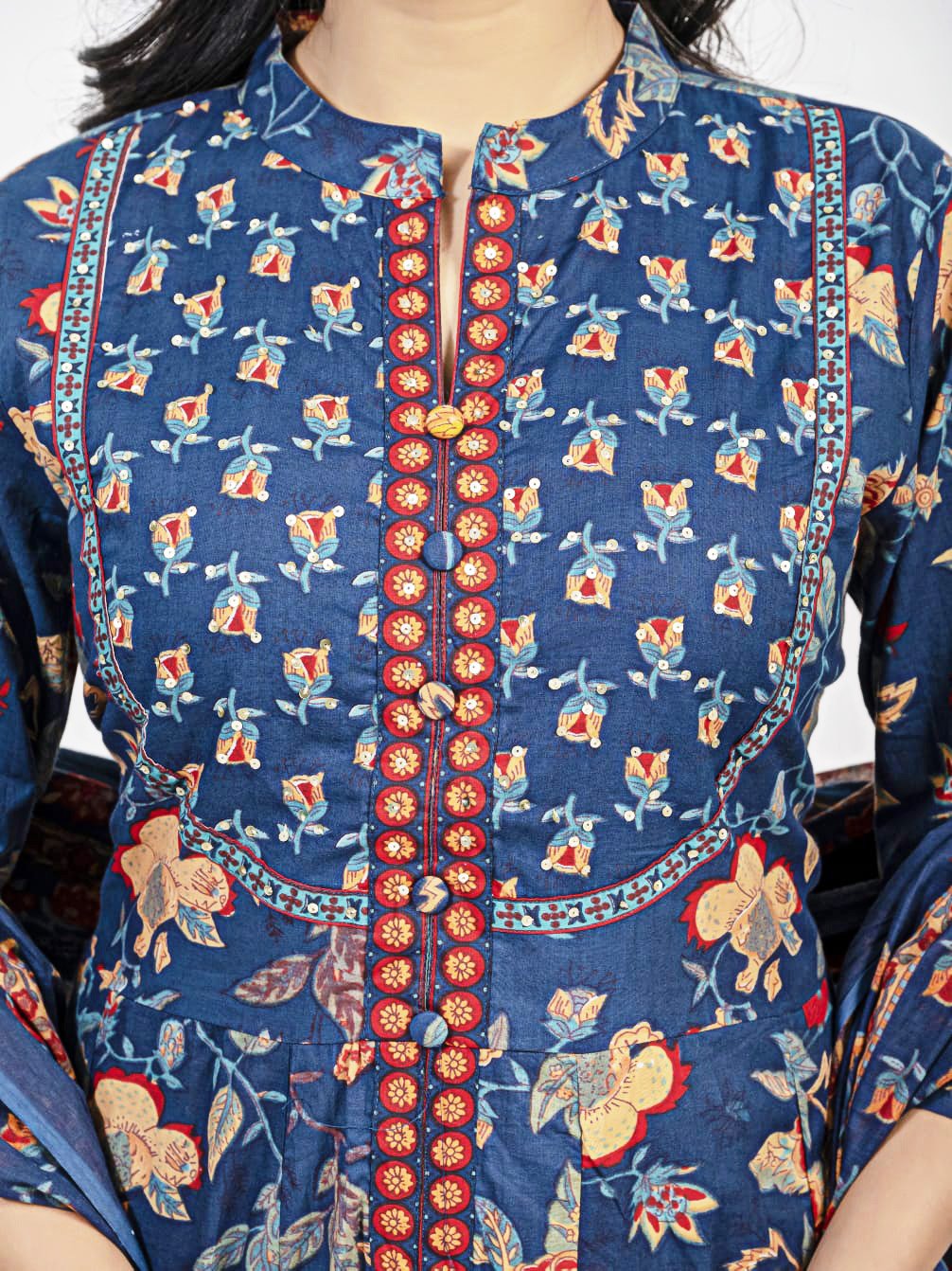 Pure Cotton Front Open Kurta Set for Women Pant & Dupatta - Image 18