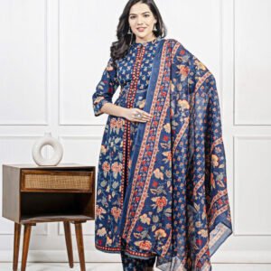 Pure Cotton Front Open Kurta Set for Women Pant & Dupatta