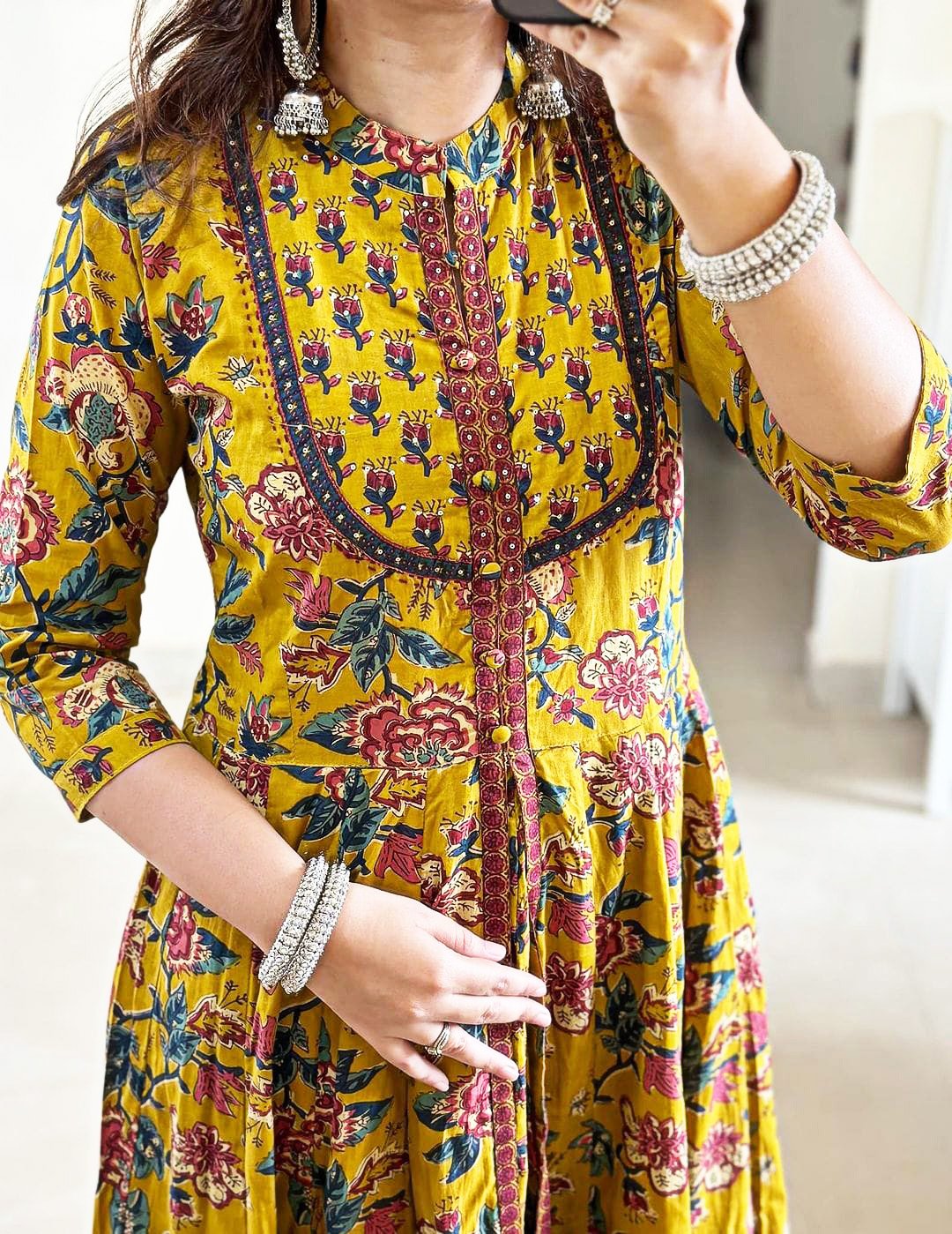 Pure Cotton Front Open Kurta Set for Women Pant & Dupatta - Image 11