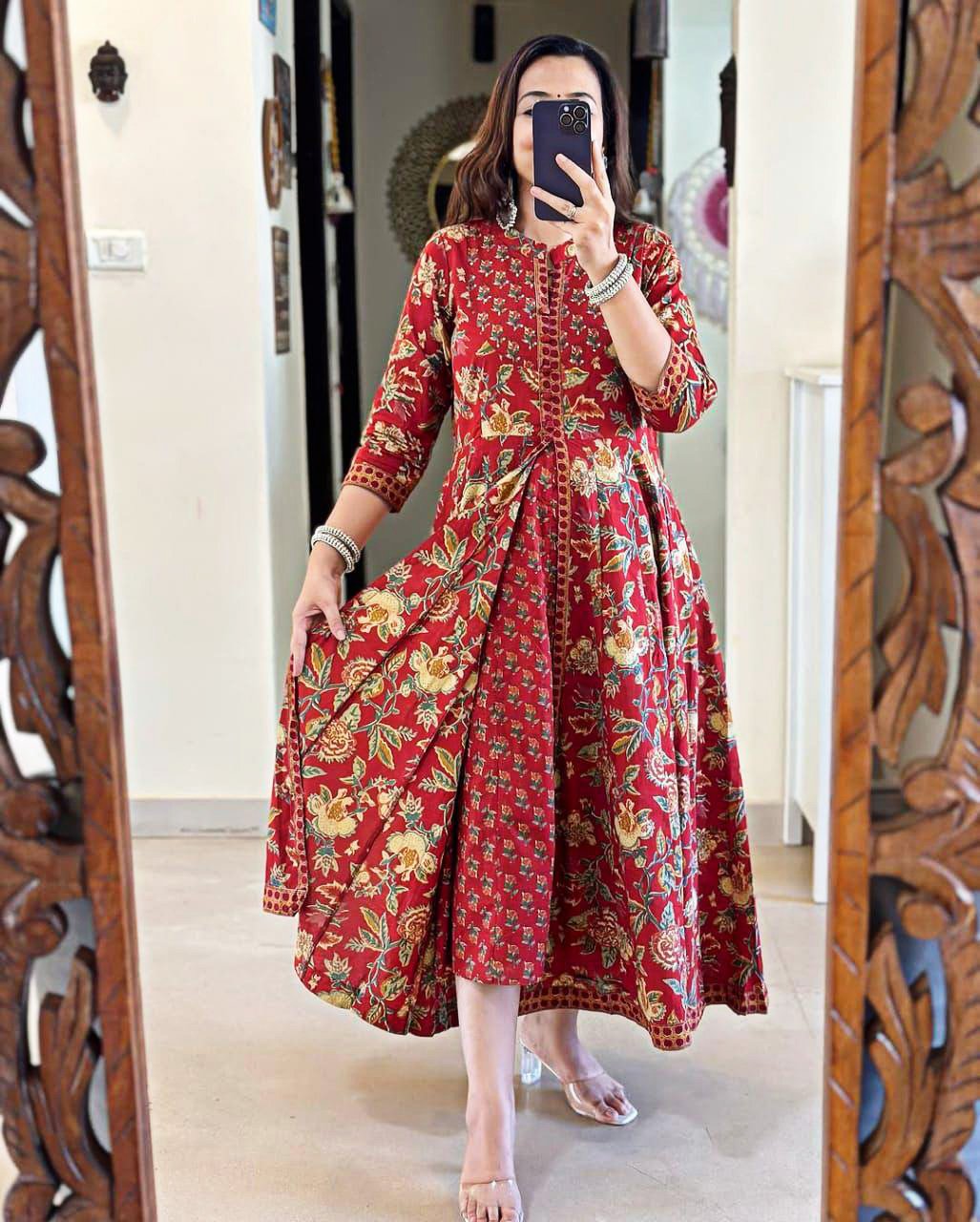 Pure Cotton Front Open Kurta Set for Women Pant & Dupatta - Image 10