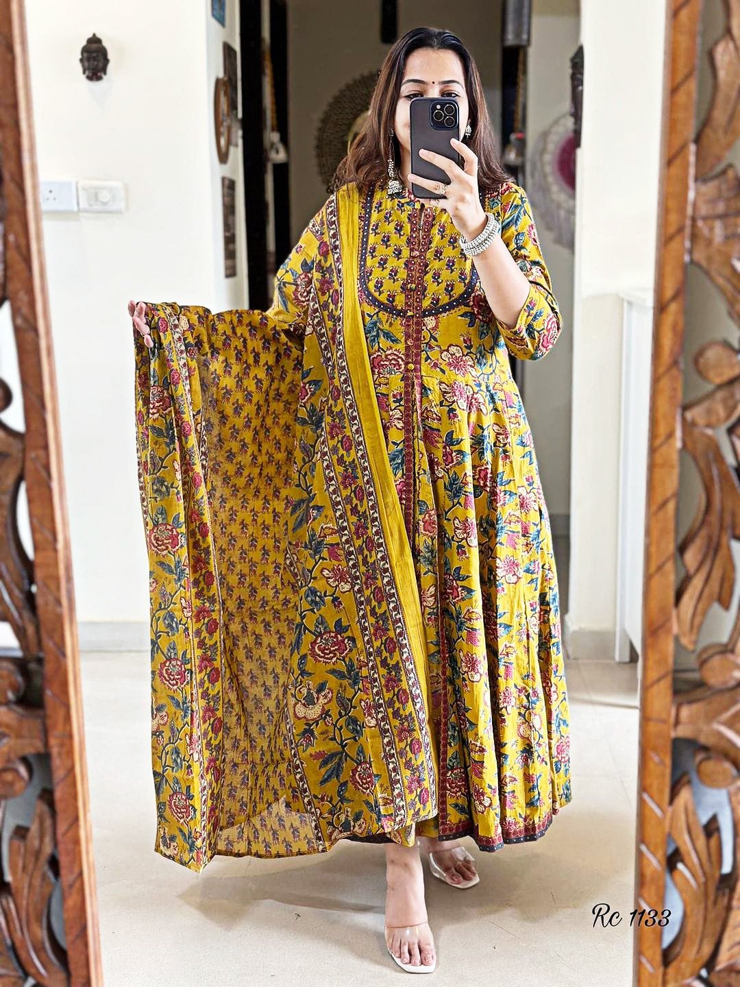 Pure Cotton Front Open Kurta Set for Women Pant & Dupatta - Image 6