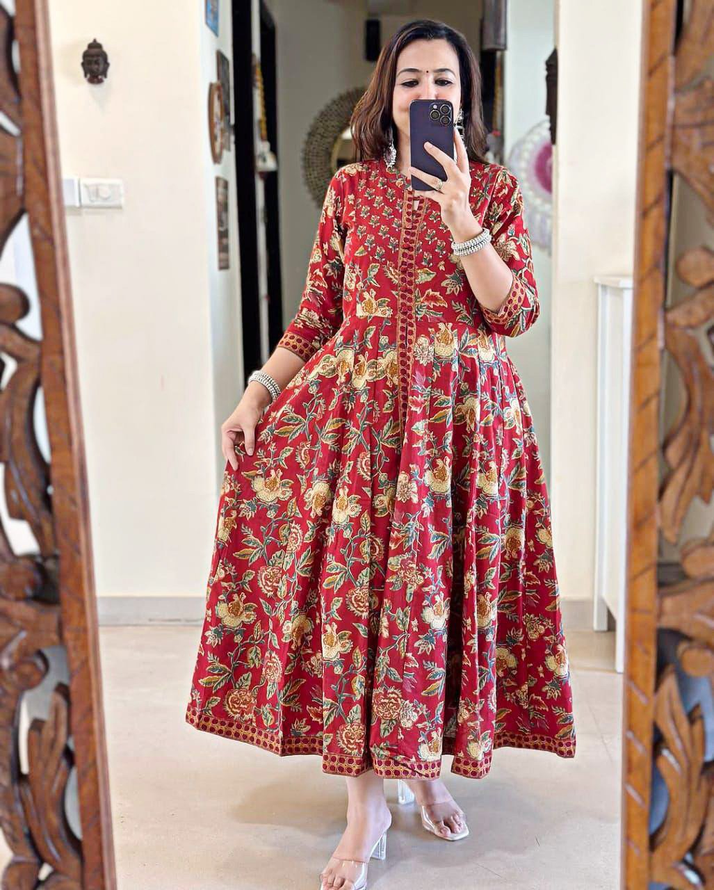 Pure Cotton Front Open Kurta Set for Women Pant & Dupatta - Image 4