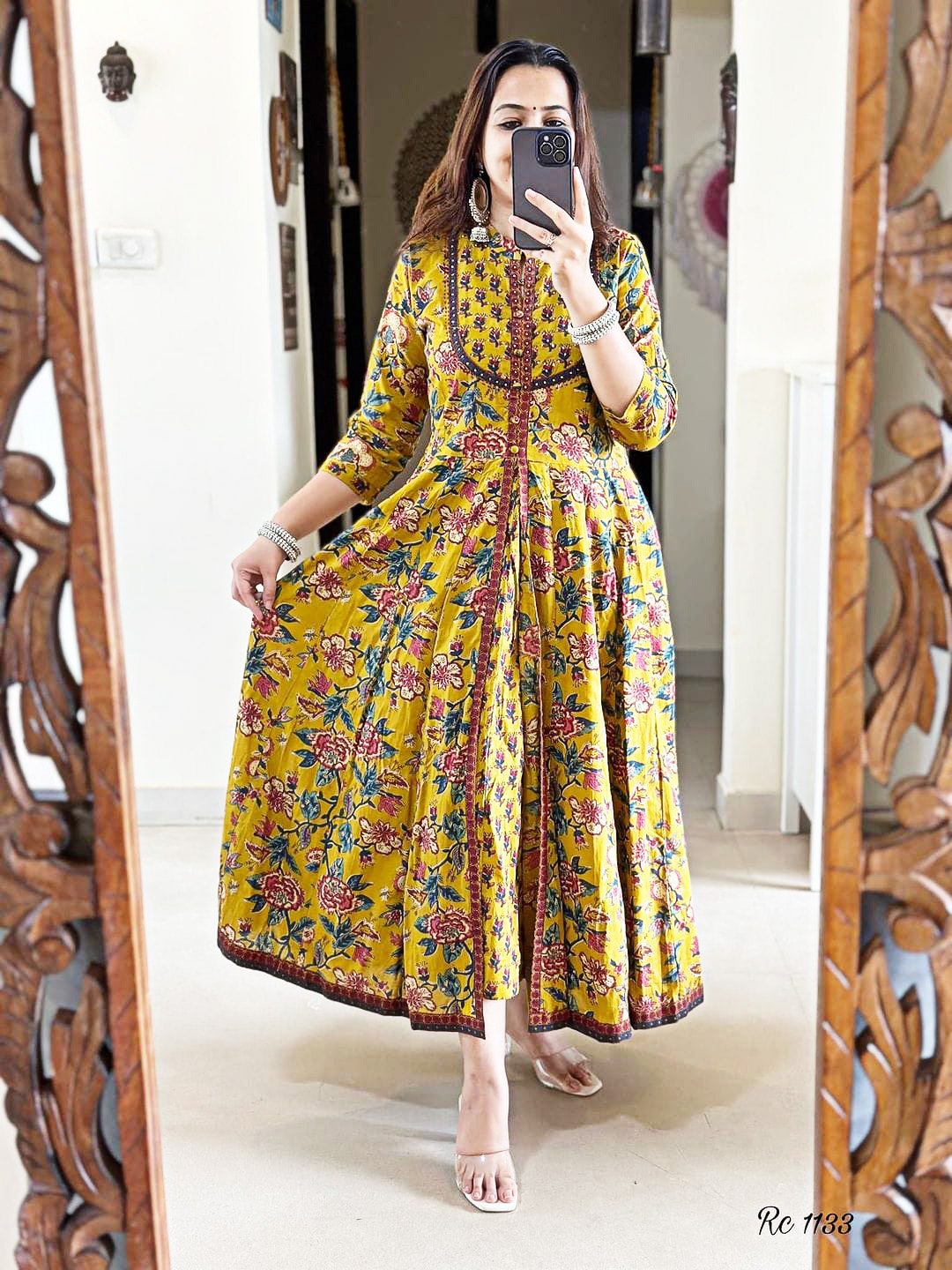 Pure Cotton Front Open Kurta Set for Women Pant & Dupatta - Image 3