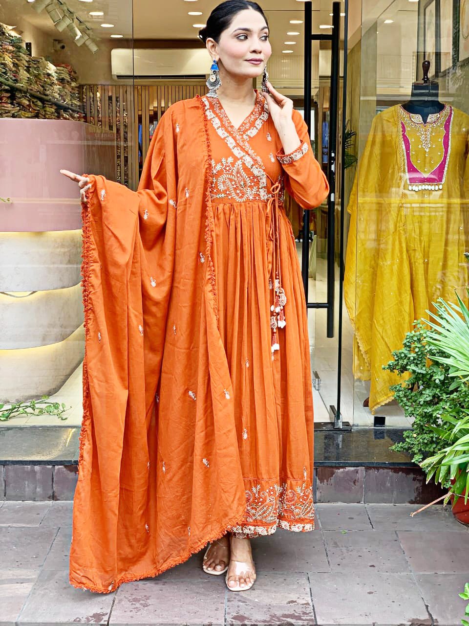 Cotton Angrakha Kurti Pant Dupatta Set for Women | - Image 6