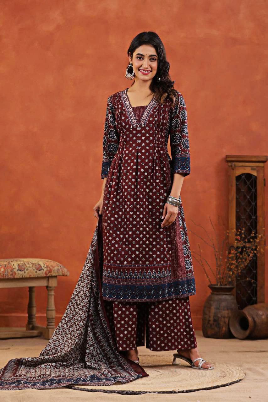 60x60 Pure Cotton Suit Set | Stylish Printed Kurti Pant and duppata - Image 6