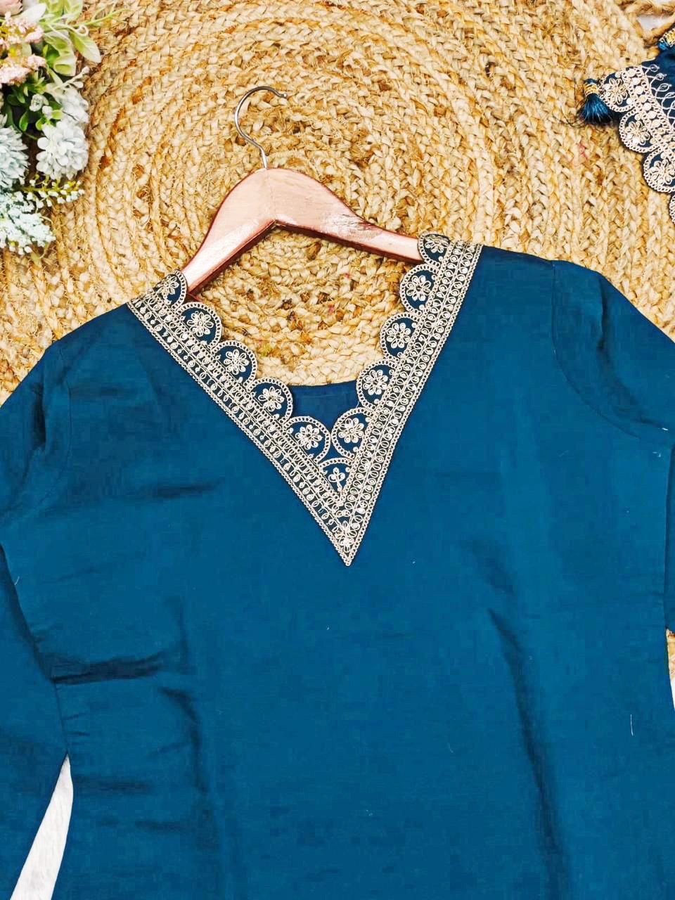 Pure Chinnon Silk Embroidered Gown With Dupatta & Plazzo Set - Image 6